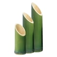 thumbnail image 4 of Floral Arrangement Vase Bamboo Flower Pot Artistic Modern Style Rustic Planter Green 3Pcs, 4 of 5