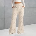 thumbnail image 2 of CPNG Girls Bell Bottom Pants Polka Dots Bow Elastic High Waisted Slim Fitting Casual Yoga Dance Flared Pants(White,4-5 Years), 2 of 4