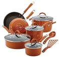 thumbnail image 1 of Rachael Ray Cucina - Batería de cocina antiadherente, porcelana dura, 12 piezas, Anaranjado Calabaza, 1 of 5