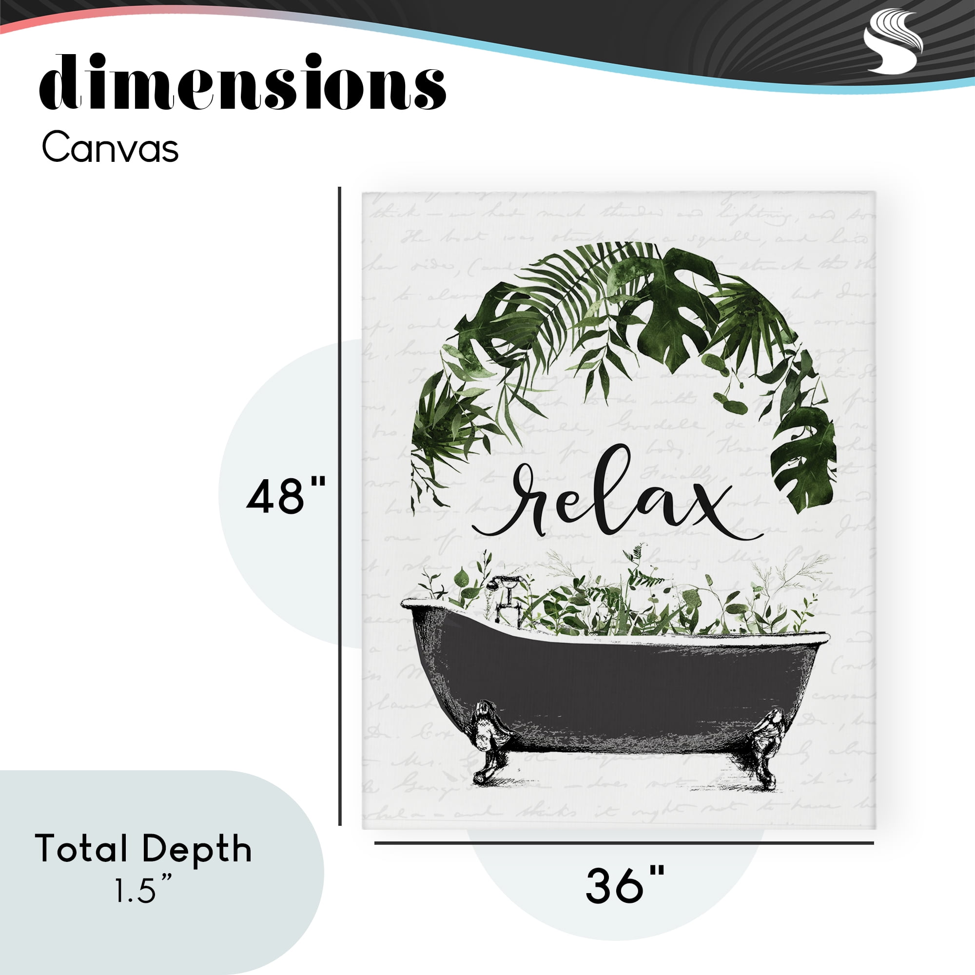 Tropical Bath Relax Canvas Wall Art, design by Lettered and Lined