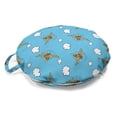 thumbnail image 1 of Cartoon Round Floor Cushion with Handle, Themed Pattern of Clouds and Flying Plane with Pilot, Decorative Pillow for Living Room & Dorms, 18" Round, Sky Blue Pale Coffee, by Ambesonne, 1 of 4