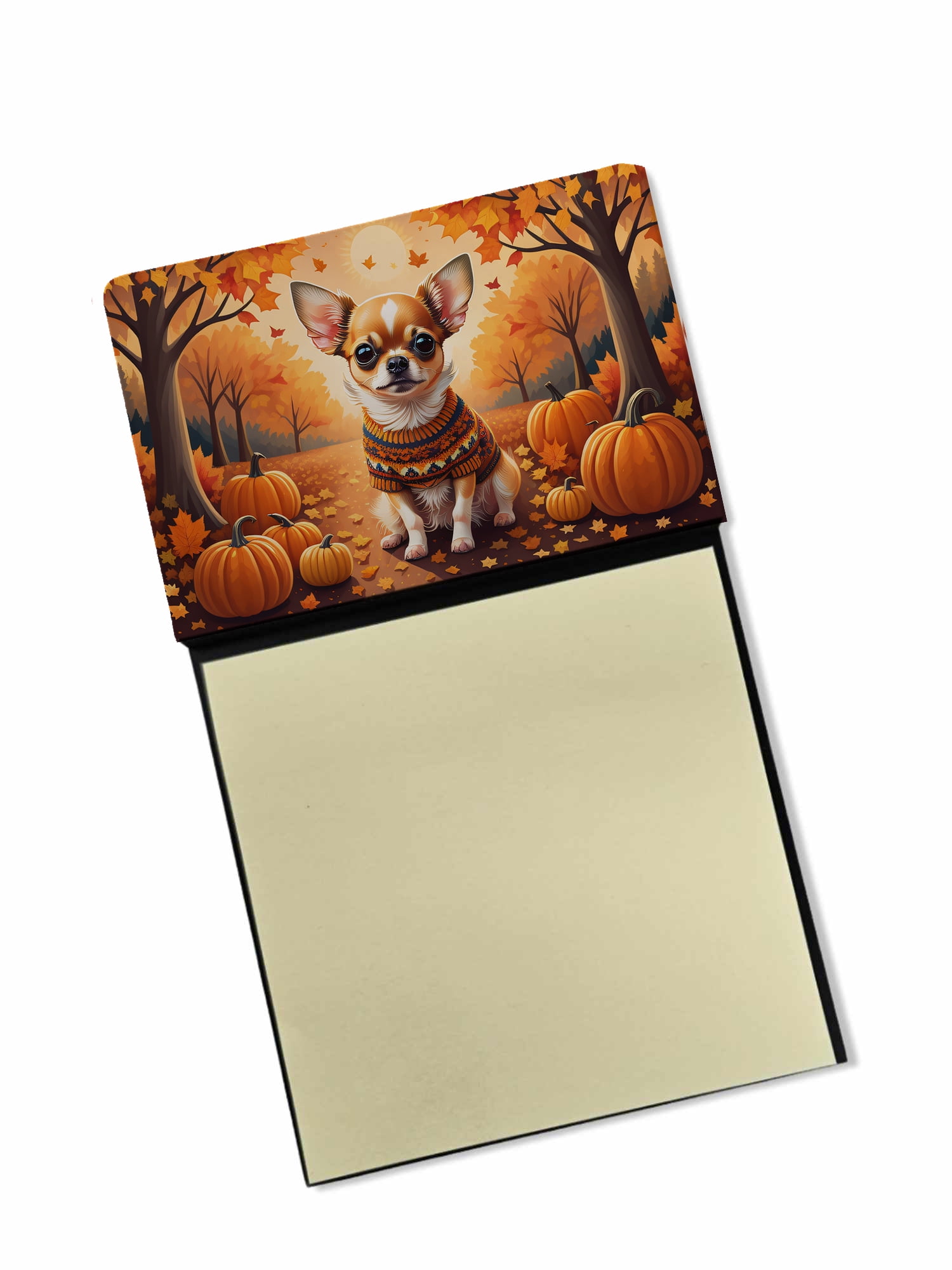 White Boxer Fall Sticky Note Holder 3.25 in x 5.25 in