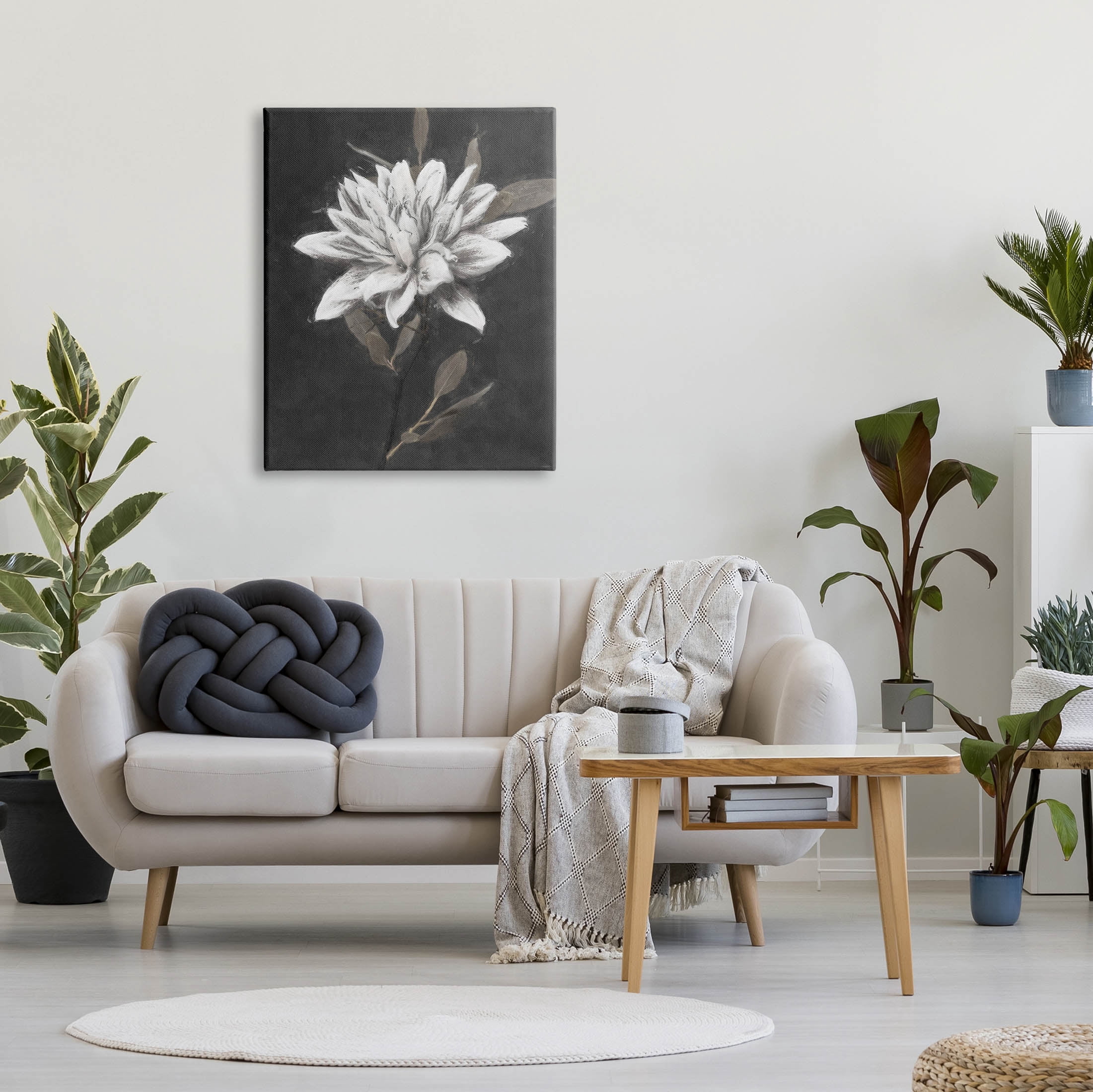 Stupell Industries Traditional White Dahlia Flower Graphic Art Gallery Wrapped Canvas Print Wall Art, Design by Nina Blue