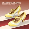 thumbnail image 3 of Chase & Chloe Women's Mary Jane Oxford Pumps - Cute Low Kitten Heels - Retro Round Toe Shoe with Ankle Strap, 3 of 5
