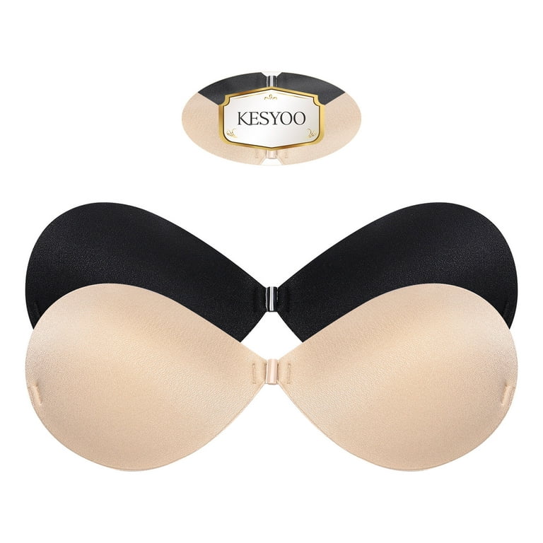 2 Pairs Sticky Bras Strapless Bra for Women, Beige Reusable Self Adhesive  Backless Bra,Applicable to A-D cup