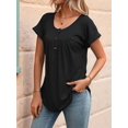 thumbnail image 6 of Women's Tops Dressy Casual Blouses Short Sleeve Shirts Clothing Summer Outfits Button Pleated Front Black S, 6 of 10