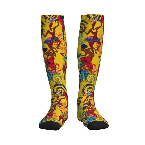 Rateoe Dancing African Womens Compression Socks for Women and Men 20-30mmHg-Circulation Support Socks Knee High Nurse Pregnant Running Medical and Travel Athletic