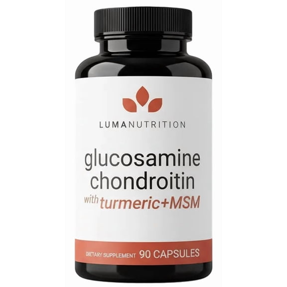 Luma Nutrition Glucosamine Chondroitin MSM - Turmeric, Boswellia - Premium Supplement - for Men and Women - Joint Supplement - 90 Capsules