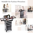thumbnail image 6 of 4 in 1 Rolling Makeup Train Case Large Cosmetic Beauty Storage Trolley Luggage with Key Wheels Salon Barber Case, Black, 6 of 7