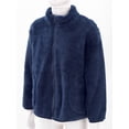 thumbnail image 4 of Miutii Kids Girls Fleece Long Sleeve Jacket Zipper Closure Solid Color Outerwear Winter Warm Casual Navy Blue 110, 4 of 8