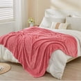 thumbnail image 6 of EMME Fleece Blanket Twin Throws for Couch Sofa Flannel Blankets for Bed, Warm, Plush, Soft, Cozy, with Geometric Grid Design (Coral Red,60"x 80"), 6 of 8