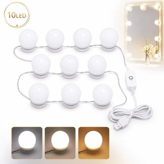 LED Vanity Mirror Light Bulb Hollywood Mirror Front Light Bathroom Mirror Light Three-Color Temperature Vanity Mirror Light Bulb