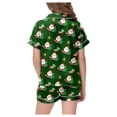 thumbnail image 3 of GDREDA Pyjamas pour Filles Ensemble de Pyjama de Noël Classique Imprimé Col Boutonné Manches Courtes & Shorts (Rose, 4-5 Ans), 3 of 6