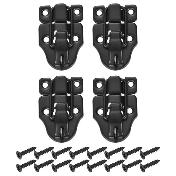 Uxcell 4Pack Duck-Billed Toggle Hasp Latch, Metal Box Toggle Latch Chest Latch with Mounting Screws, Black