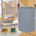 thumbnail image 7 of Caroeas XXXL Extra Large Rope Basket, 16''x20'' Woven Storage Basket with Leather Handles, Blanket Basket for Living Room, Tall Nursery Basket, Storage Organizer, Gray, 7 of 7
