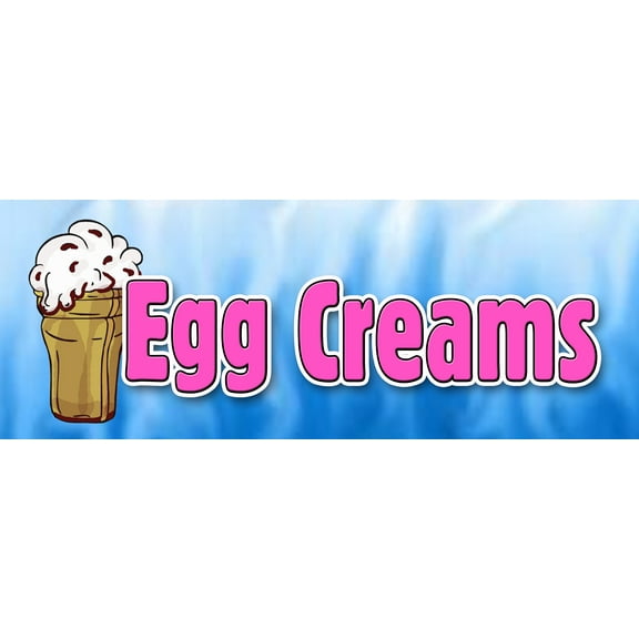 36" EGG CREAMS DECAL STICKER brooklyn style black and white chocolate soda fountain NY