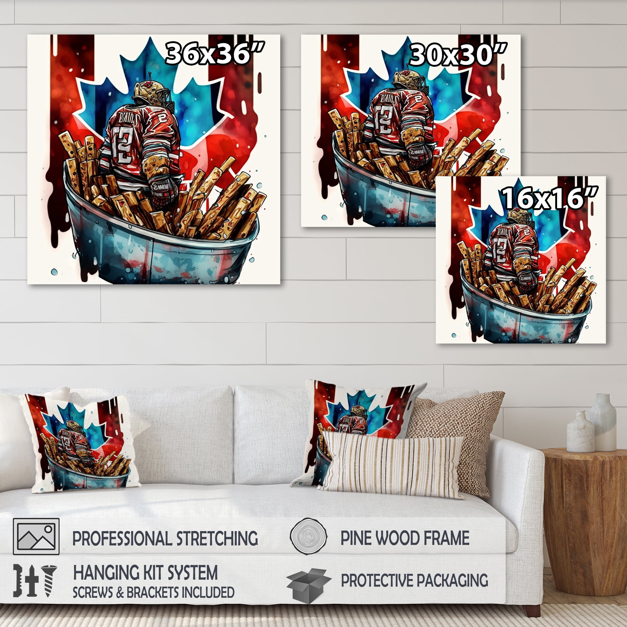 Designart Goal Tender In Poutine II Canvas Wall Art