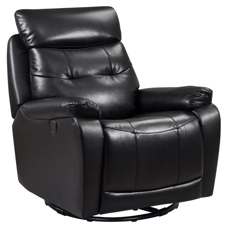 Metro Furniture Leather Glider And, Black Leather Swivel Glider Recliner