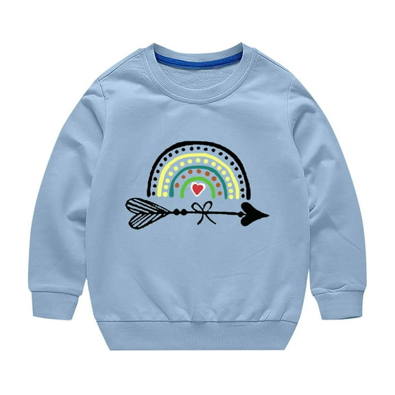 Otqutp Kids Fashion Blouse Toddler Boys Girls Sweater Autumn/Winter Rainbow Print Long Sleeve Round Neck Sweater Party Birthday School for 3 to 14 Years