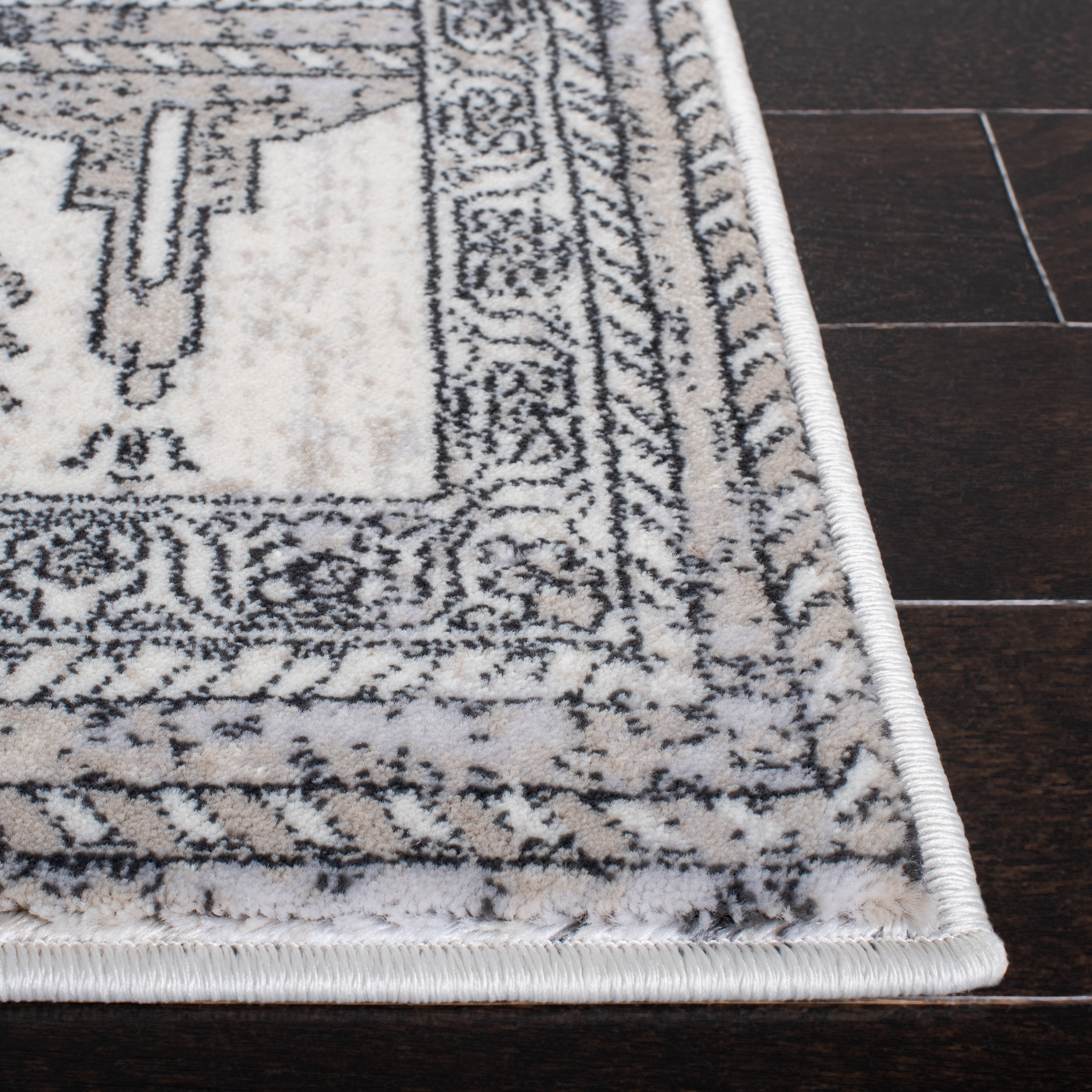 SAFAVIEH Carnegie Stojan Tribal Area Rug, Ivory/Gray, 6'7" x 9'2"