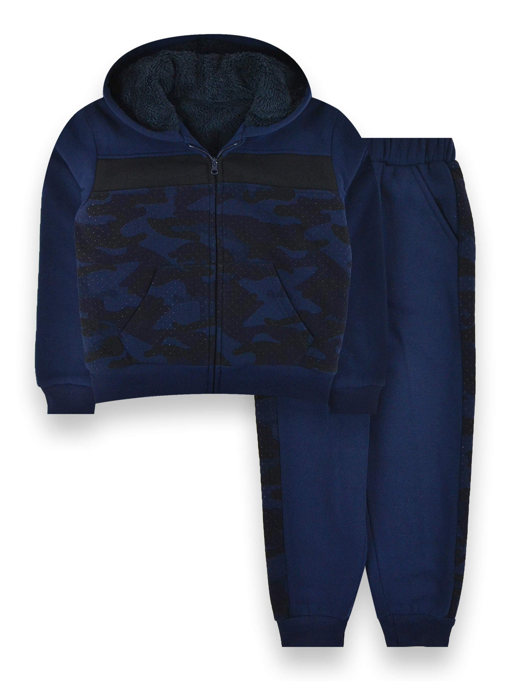 NEW Boys 2piece Set Size 4T Hooded Zip Jacket Pants Outfit Blue Black Basketball