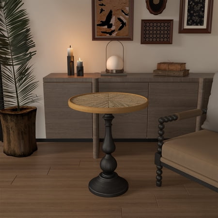 Holaki Wooden End Tables Retro Side Table French Country Accent Coffee Side Table Modern Small Round Tea Table Pedestal Side End Table for Living Room Household Restaurant Homestay