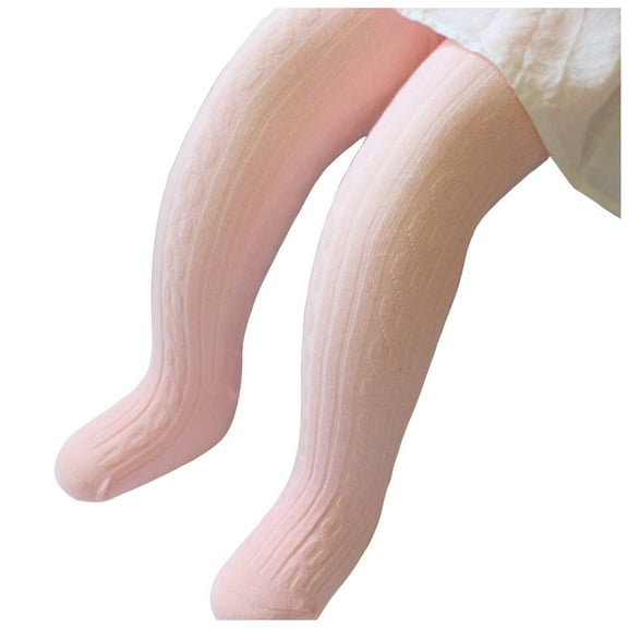 Gibobby Girls Tights Cable Knit Leggings Stockings Footed Tights Toddlers Child Cotton Pantyhose(Pink,2-4 Years)