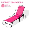 thumbnail image 4 of SHOUFTW Outdoor Folding Lounge Chair, Portable Adjustable Recliner with Pillow for Pool Patio Beach, Pink, 4 of 7