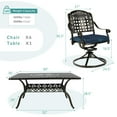 thumbnail image 3 of MEETWARM 7-Piece Outdoor Patio Dining Set, All-Weather Cast Aluminum Patio Conversation Set with 6 Cushioned Swivel Rocker Chairs for Backyard Garden Deck, 1 Rectangular Table, Navy Blue, 3 of 7