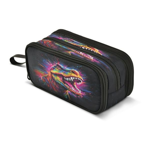 ALAZA Cool Dinosaur Pencil Case Bag 3 Compartment Pen Pouch Large Storage Holder Box Organizer