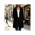 thumbnail image 2 of Zynoxe Womens Jackets With Side Pockets Classic Notched Lapel Button Winter Jackets for Women Relaxed Mid‑Length Long Sleeve Coat Versatile Solid Color Casual Overcoat S, 2 of 7