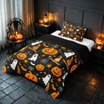 thumbnail image 2 of Homewish Halloween Pumpkin Ghost Twin Comforter Sets, Witch Hat Bat Bedding Set, Black Orange, Black Reversible, 2pcs 1 Comforter and 1 Pillowcase, 2 of 5