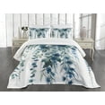 thumbnail image 4 of Ambesonne Blue Quilted Bedspread Set 3 Pcs, Cold Colored Weeping Flowers, King Size, Laurel Green Sea Blue, 4 of 4