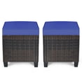 thumbnail image 2 of Barara King Wicker Ottomans, Outdoor Patio Ottomans, Foot Stool, 2 Pieces Patio Rattan Ottoman Set with Removable Cushions-Navy, 2 of 8