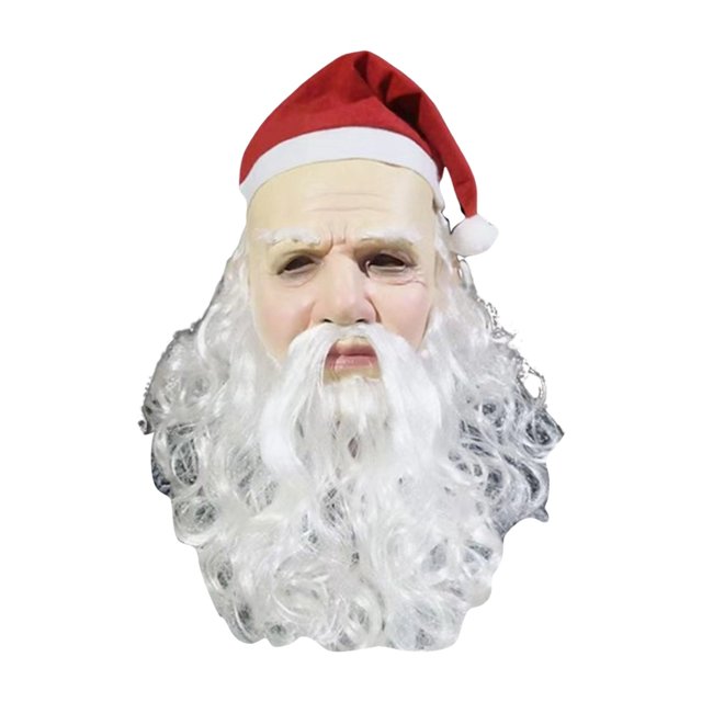Christmas Party Role Play Realistic Decorations Santa Head Cover Latex Actor's Headgear 3