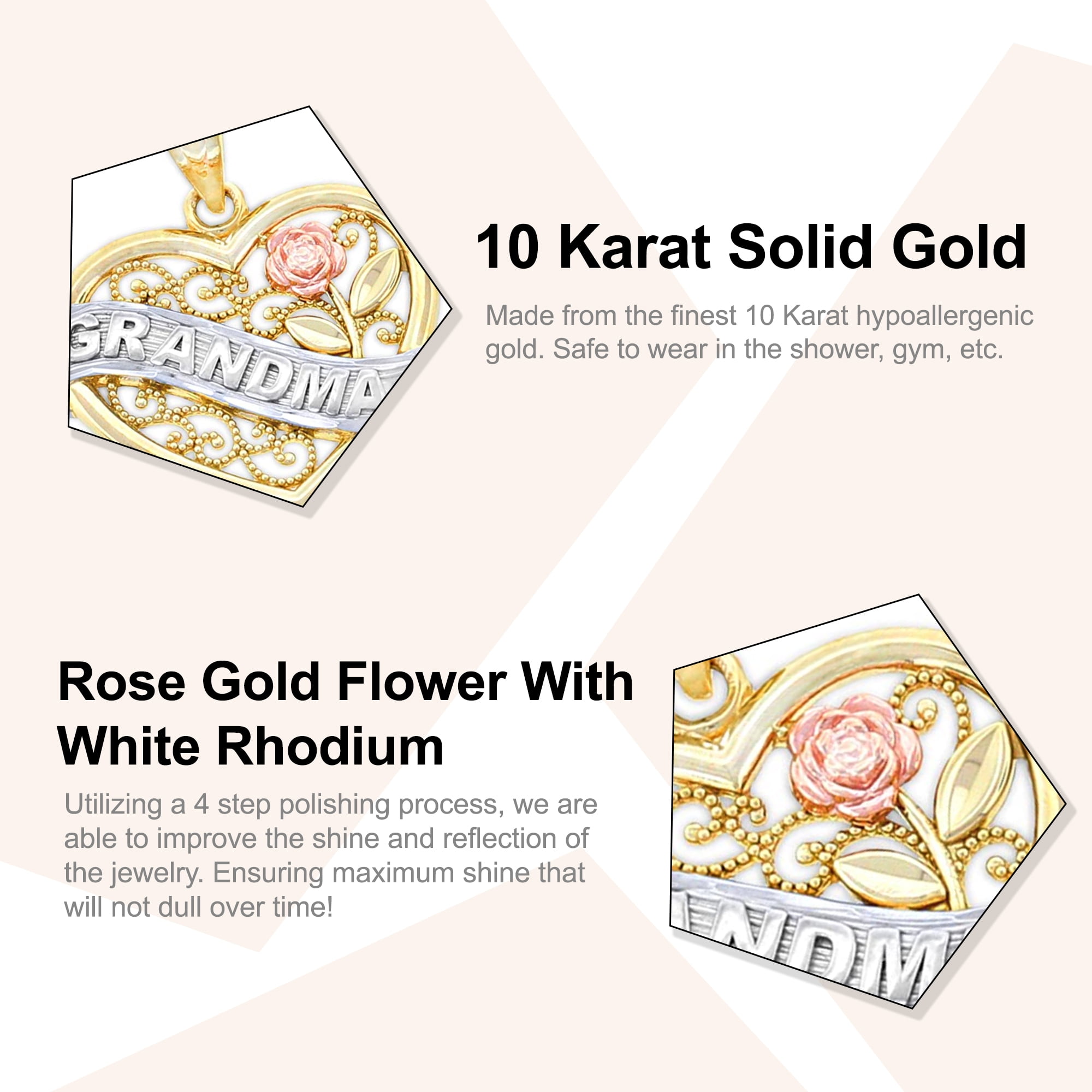 Charm America - Gold Grandma Banner in Heart Charm - 10 Karat Solid Gold