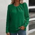thumbnail image 2 of Wlynlyn Womens Tops Dressy Puff Long Sleeve Business Casual Tops Crewnecl Pleated Work Office Blouses, 2 of 4