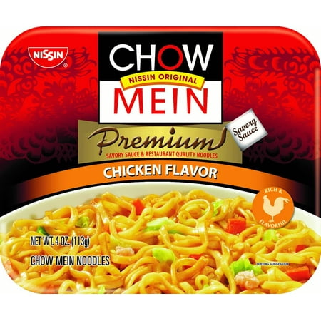 Nissin 4 oz Chow Mein Premiums Chicken Noodles, Pack of