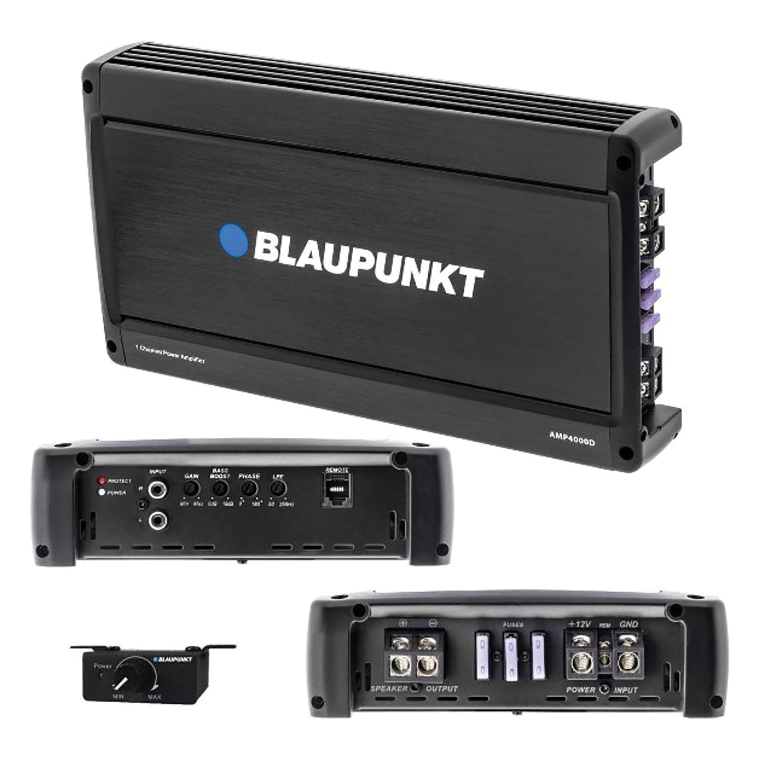 Blaupunkt AMP4000D 4,000-Watt-Max Monoblock Class D Amp with Bass Remote 
