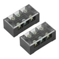 thumbnail image 3 of Terminal Strip Dual Row Screw Clamp Wire Terminal Block with Clear Cover for Bridge Lighting 60A 600V 2pcs 3 Position (603), 3 of 14