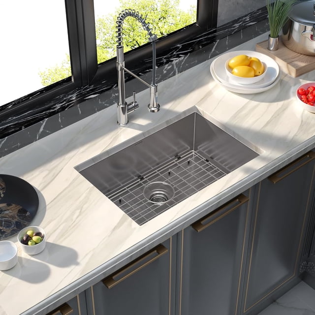 Undermount Sink, Single Bowl Kitchen Sink Undermount Stainless Steel Kitchen Sink Bar or Prep Kitchen Sink