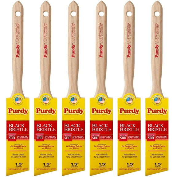 Genuine Purdy 6 Pack Black Bristle Extra Oregon Angular 1-1/2" Paint Brushes 144116015-6PK