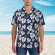 thumbnail image 2 of Fotbe White Leaves Camisa Hawaiana para Hombre Unisex – Camisa Casual de Verano con Botones de Manga Corta de Algodón y Lino,Medium, 2 of 7