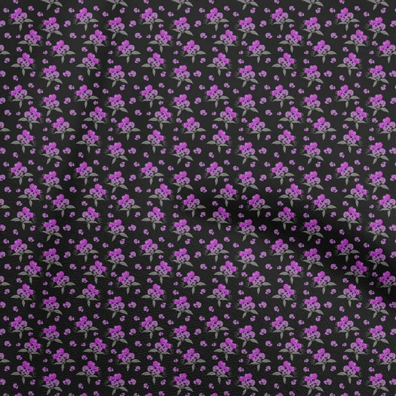 oneOone Viscose Chiffon Black Fabric Floral Fabric For Sewing Printed Craft Fabric By The Yard 42 Inch Wide