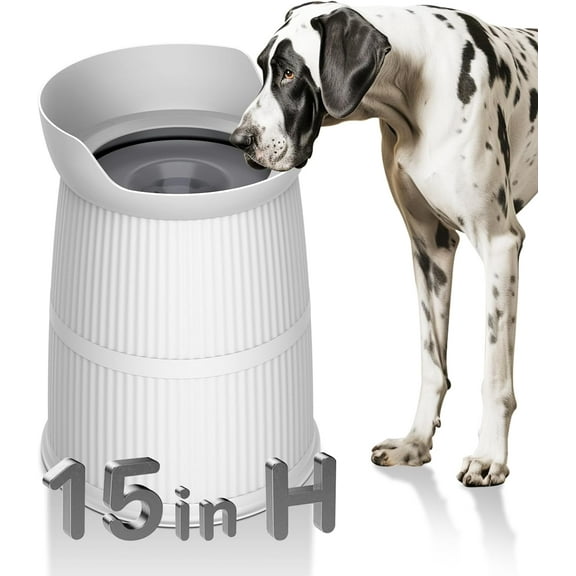 Elevated Dog Bowls Large Sized,15.4in High Raised Stand,4.4L No Spill Dog Water Bowl,Stainless Steel Bowl,Adjustable,Non-tip,Non-Slip, Water Dispenser for Large Medium Pets