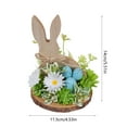 thumbnail image 2 of Easter Rustic Wooden Ornaments - Cute Rabbit & Easter Egg Shaped Desktop Decor, Floral Accent Home Bucolic Style Decoration, Festive Crafts for Easter Home Decor, 5.51*4.53in, Blue, 2 of 5