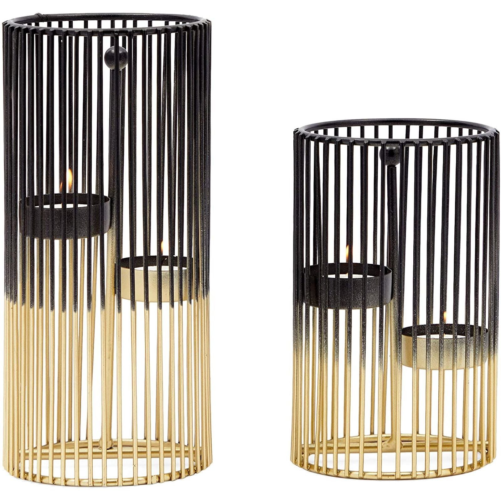Metal Candle Holder 2 Trays Pillars Table Stand Home Wedding Antique Decoration 