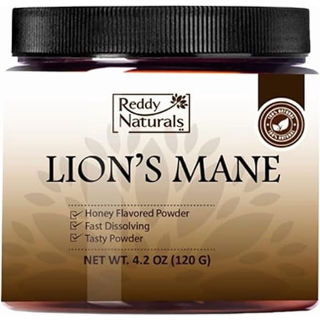 Reddy Naturals Lion's Mane Mushroom Powder Dietary Supplement Nootropic Superfood For Focus, Memory, Energy And Daily Wellness Support 1 Count 4.2 oz