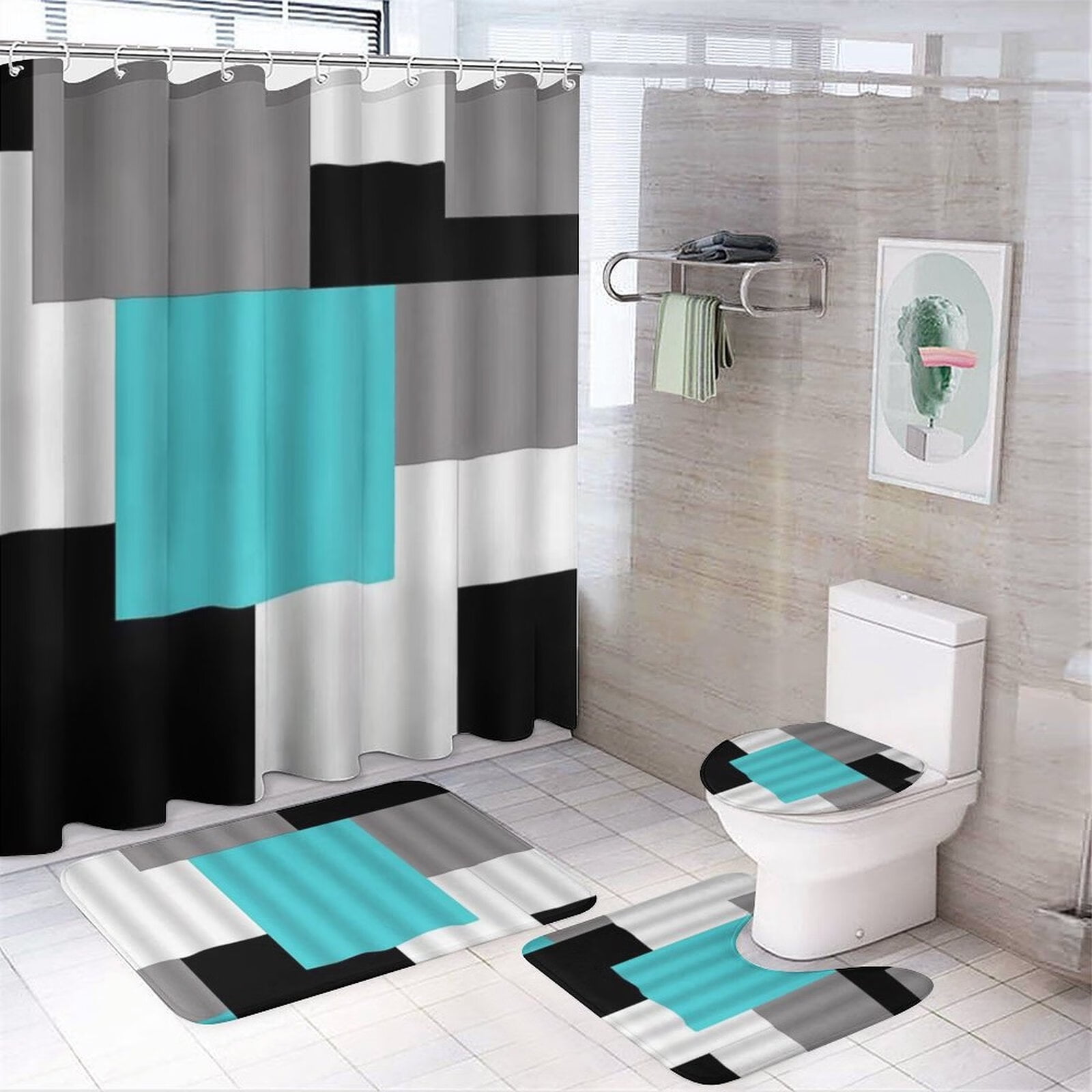 Blue and Green Liquid Glass Containers Shower Curtain by Matjaz