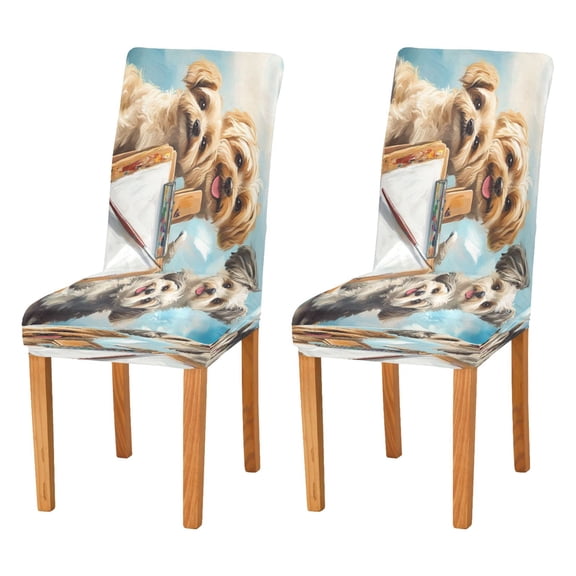 BZSMCE Chairs Slipcovers Dining Chair Covers Dogs Drawing Board Creative Pattern